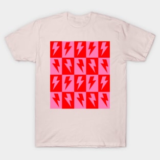 Pink and Red Lightning Check T-Shirt